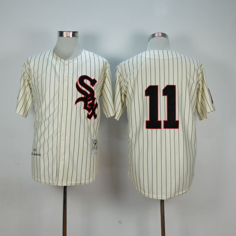 Men Chicago White Sox #11 Aparicio Cream Throwback 1959 MLB Jerseys